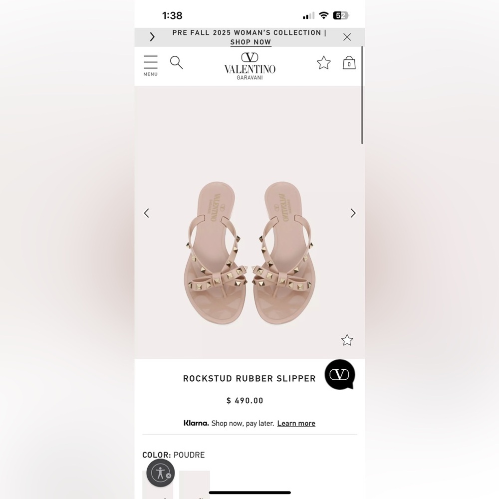 Valentino rockstud rubber slipper , size 40